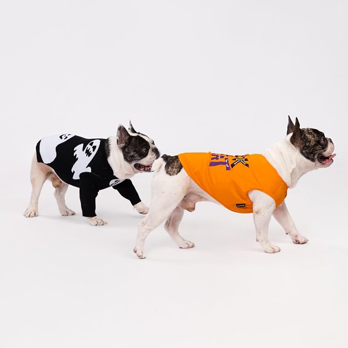 Fitwarm Halloween Ghost Dog Sweater, Funny Costumes for Dogs, Pet Apparel, Black, White, XL
