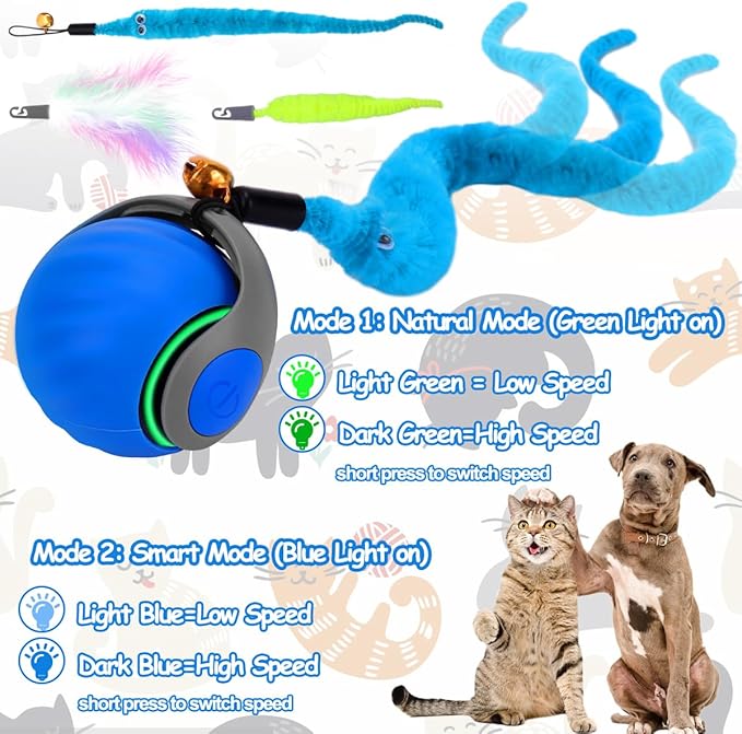 Mity rain Interactive Cat Toy Ball, Rechargeable Cat Toys for Indoor Cats