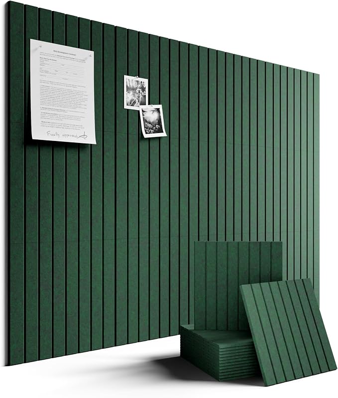 Fluxynara 48" x 36" Large Felt Bulletin Board, Pine Green | 12 Pack Cork Board Alternative with 60 Safe Adhesive Tabs, Pin Boards for Wall Decor, Home, Office, Classroom,Dorm
