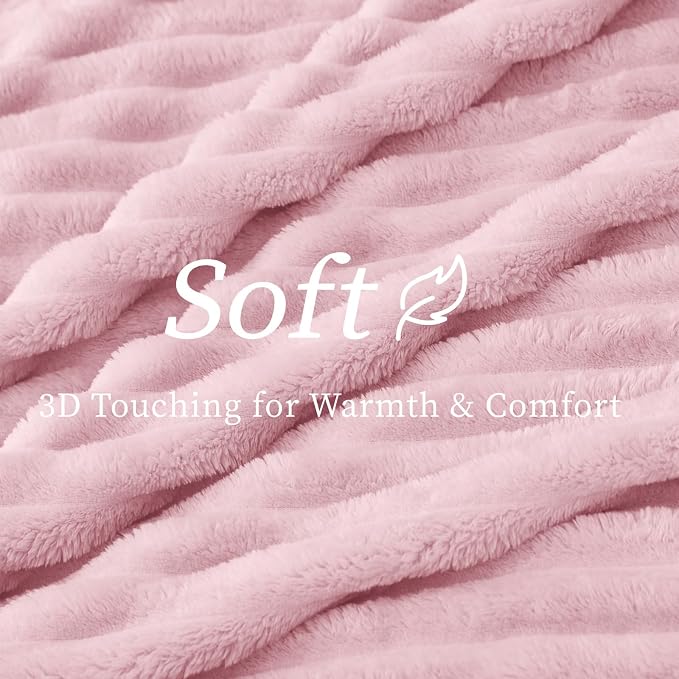 BEDELITE Striped Fleece Throw Blanket, Cherry Blossom, 50"x60" | 300GSM Microfiber Fleece, Soft Cozy, Lightweight Warm, Double-Sided Plush, Machine Washable, Gift, Room Decor, for Couch Sofa