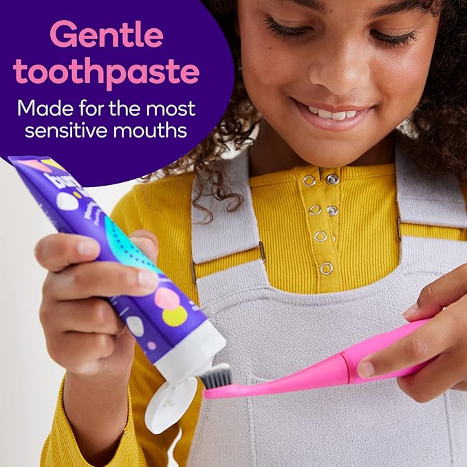 BURST Bubblegum Bonanza Kids Toothpaste with Fluoride (4oz/2 Pack) | Great Tasting Flavored for Children & Toddlers | Anticavity | Dye Free & Vegan | Safe for Kids Ages 2+