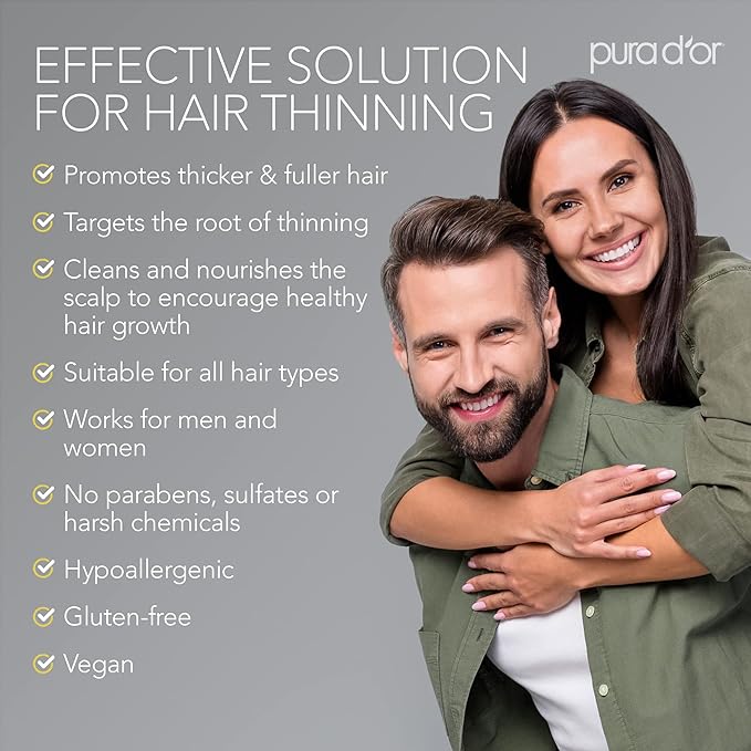 PURA D'OR Anti-Thinning Biotin Shampoo & Conditioner Original Gold Label Set (16oz x2) – CLINICALLY TESTED Formula for Volume, Strength & Thicker-Looking Hair – Helps Reduce Breakage For Women & Men | Deep Moisturizing, Conditioner, CLINICALLY TESTED, ...