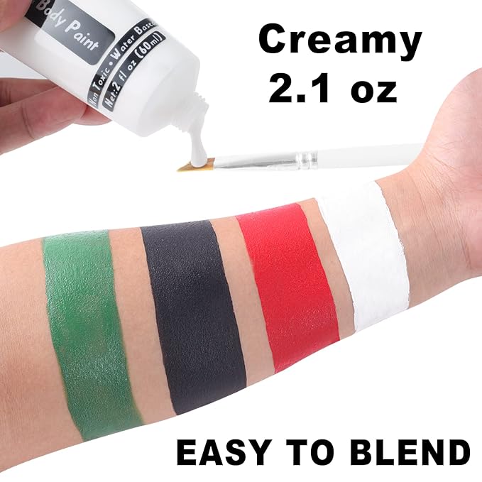Go Ho Black and White Face Body Paint(4 oz) for Halloween Makeup,Cream Water Based White Black Vampire Skeleton Clown Face Painting for Adults Children SFX Makeup Cosplay Costumes