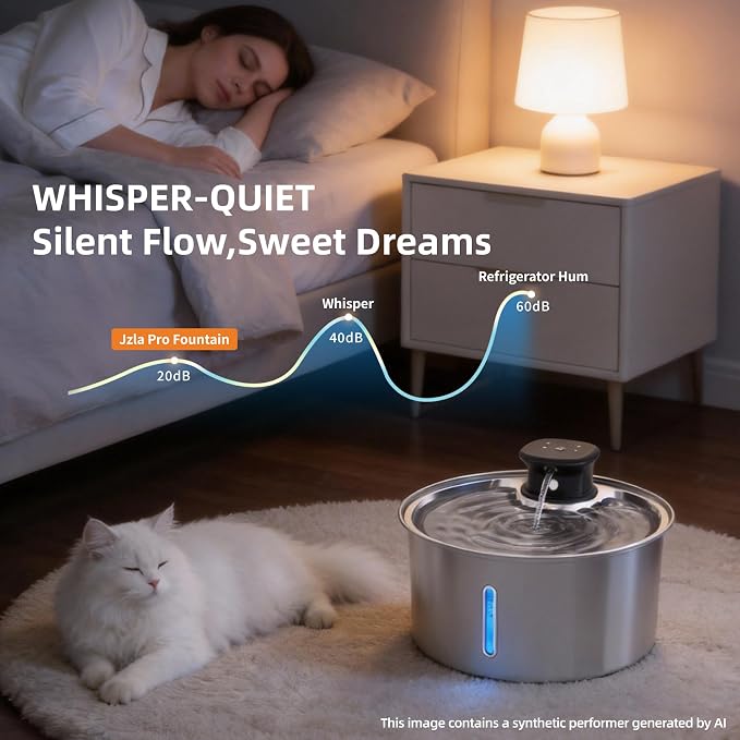 Wireless Cat Water Fountain,3.2L Stainless Steel Battery Operated | 1 Pack Filters | Cordless & Rechargeable | Motion Sensor | BPA-Free | DishwasherSafe | 20dB Ultra-Quiet | 108oz capacity