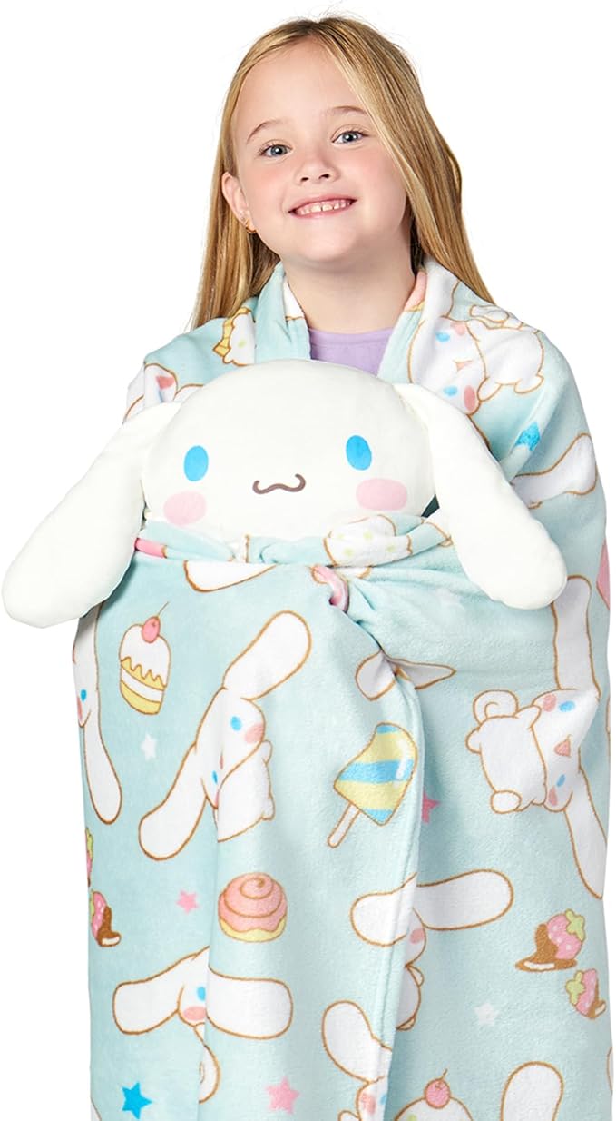 Northwest Cinnamoroll Sweet Treat Cinnamaroll Hugger Pillow & Silk Touch Throw Blanket Set, Stuffed Animal, 50x60 inches and 11 inch Plushie