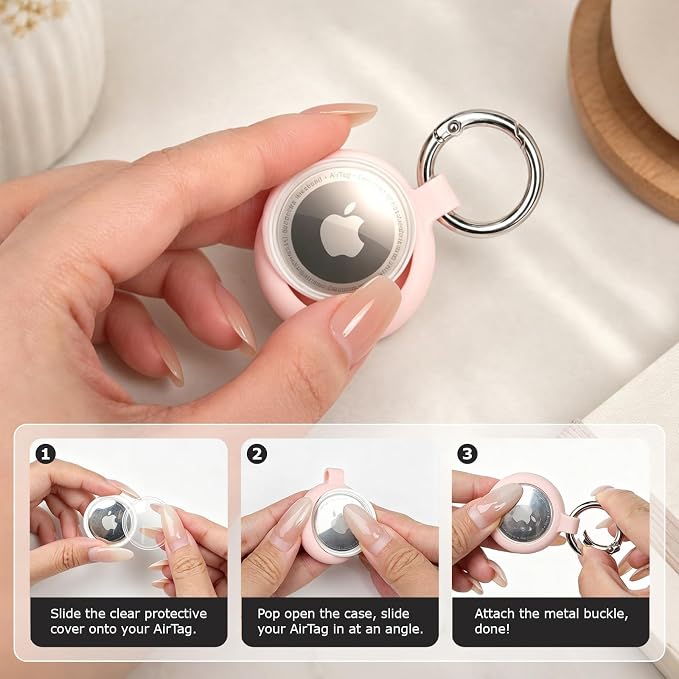 Soft TPU Keychain Holder Case for AirTag, Mint Green | Protective, Clear, Anti-Scratch, Round, For Keys, Luggage, Backpack, Pet Collar, Kids