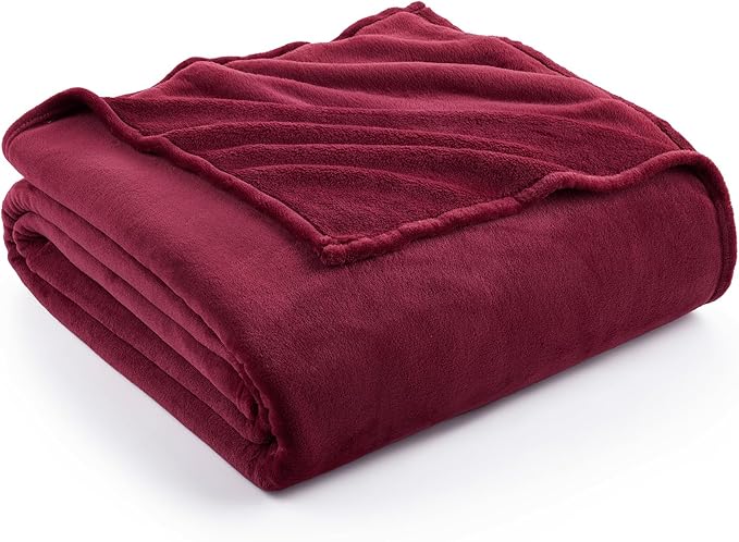 Hansleep Throw XL Burgundy Red Fleece Blanket, Soft Flannel Bed Blanket | Fuzzy Cozy Blanket 50x70 Inches, Multi-use for Bed, Sofa, Couch, Travel, Camping, All Season Warm Lightweight Cover