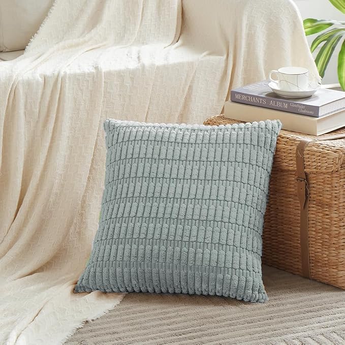 Fancy Homi 4 Packs Decorative Throw Pillow Covers for Living Room Couch Bed, Modern Farmhouse Boho Home Décor Accent Cushion Case, 14" x 14", Grey Blue