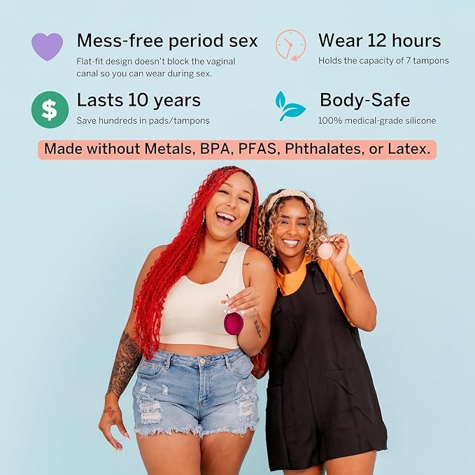 Pixie Menstrual Disc for Feminine Care - Ranked 1 for Best Tampon Alternative Period Disc - 100% Medical-Grade Silicone - Removes Like a Tampon - Wear 12 Hours - Capacity of 7 Tampons (Large)