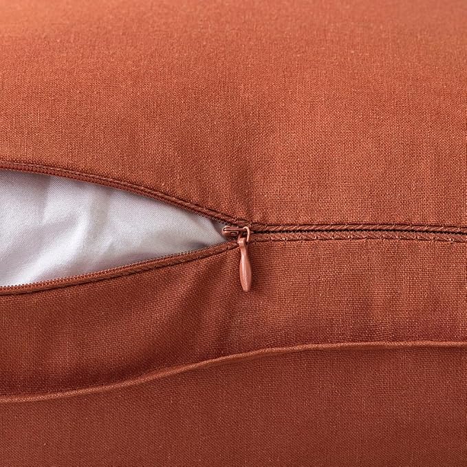 MIULEE Fall Decorative Linen Pillow Covers 20x20 Inch Burnt Orange | Pack of 2, Boho Farmhouse Modern Accent Throw Pillows, Soft Neutral Cushion Covers, Home Decor for Sofa Couch Bed Living Room