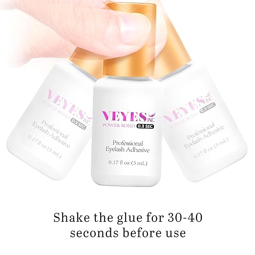 VEYES INC Eyelash Extension Glue 0.3 Sec Drying Up to 8 Weeks Retention Black Lash Adhesive Salon Use for Lash Tech 0.17 fl.oz / 5ml