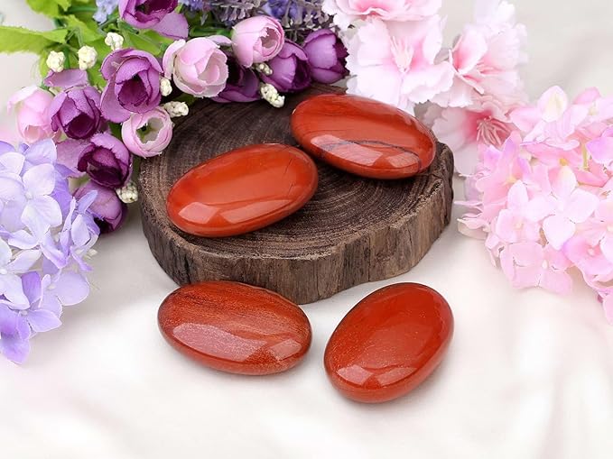 LAIDANLA Red Jasper 2.4" Large Palm Stone Healing Crystals Natural Gemstones Calming Effects Energy Balancing Reiki Polished Worry Stone Cleansing Protection Anxiety Stress Relief Therapy 1PC
