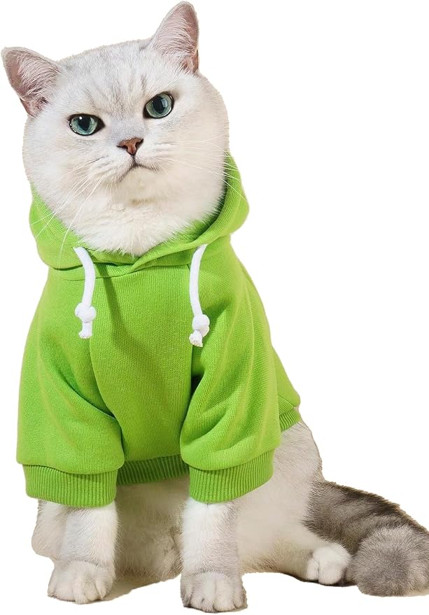 Basic Dog Hoodie Sweatshirt Puppy Sweater Warm Cat Costumes Pet Clothes for Chihuahua Puppy Kitten Small Medium Dogs Green Large