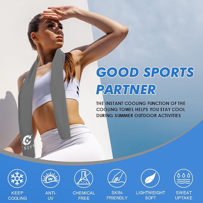 CSITE 8 Pack Cooling Towels (47"x12") for Neck and Face, Ice Towel for Hot Weather, Soft Breathable Chilly Gym Towels, Microfiber Towel for Work Out, Yoga, Running, Camping & More Activities