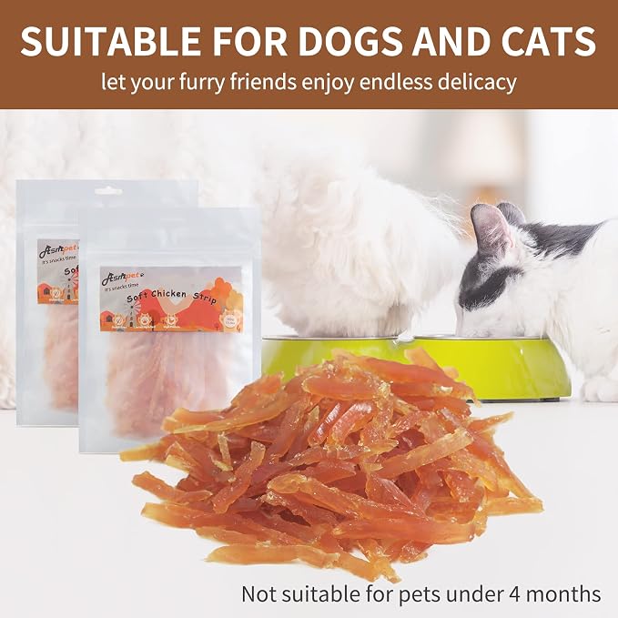 Dog and Cat Treats, Chicken Strips, Grain Free Soft Chewy 10.6 OZ | Training Rewards for small medium large dogs