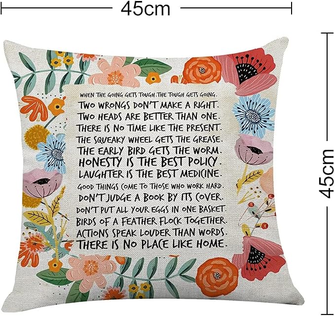Littlefa Inspiring Gifts Cute Colour Retro Flower Throw Pillow Cover Retro Flower Cushion Cover Decorative Pillowcase Living Room Bedroom Decor for Girls Friends Daughter Niece Women -When the Going