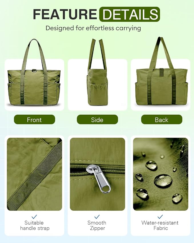 Tote Bag for Women, 26L Capacity Travel Purses Work Bag, Small Zipper Tote Bag for Travel Nurse Gym Teacher