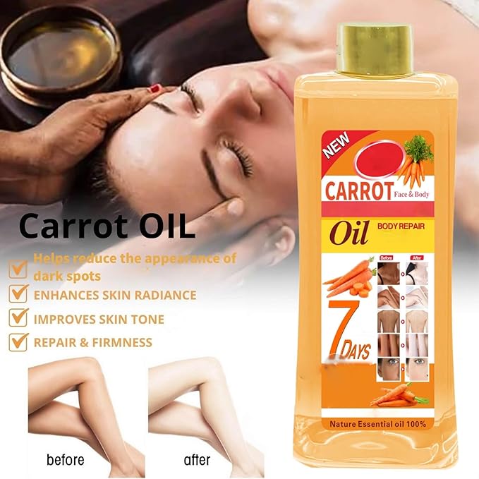 300ml Carrot Oil for Skin Brightening - Organic Carrot Oil for Face - Soft 7 Body Oil, Moisturizing