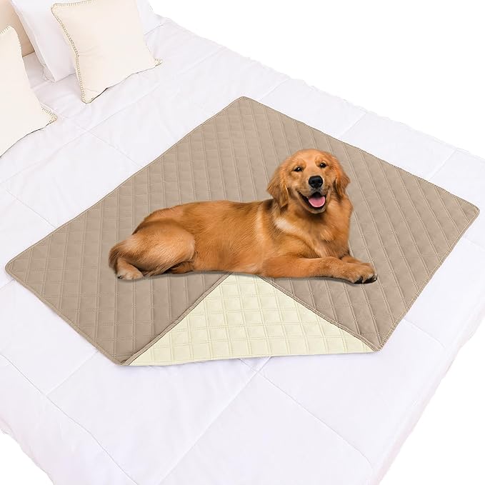 Smiry Waterproof Reversible Pet Couch Covers for Dogs | Pet Friendly, Soft Fabric, Washable Sofa Furniture Protector for Dogs Cat Kids, Checkered (40"x50", Taupe/Beige)
