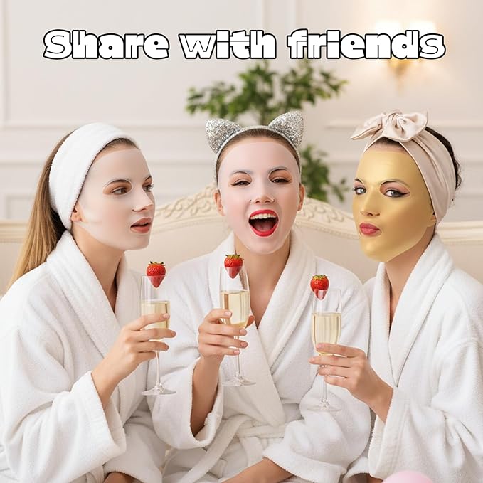 Lusofie 3Pcs Silicone Face Mask Holder Reusable - Wet Locking Firming Sheet Mask Cover For Skincare Beauty Tool Pink Gold White