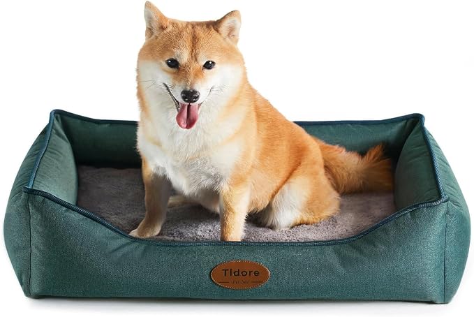 Tidore Orthopedic Dog Beds for Medium Dogs, Durable Egg Crate Foam Sofa Dog Bed wit Washable Removable Cover,Waterproof Lining,Pet Bed for Large Dogs (Olive Green, 26.4" L x 21.7" W x 6.2" Th)