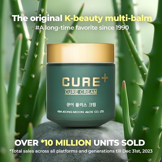 CURE Aloe Arborescens Ointment Balm, Deep Moisture Korean Body Cream for Cracked Heels, Elbows & Dry Skin, with Peppermint Oil, 2.82 fl oz.