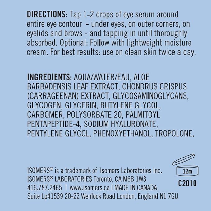 Isomers Fast Lift Eye Serum - Age Defying Formula, Reduces Appearance of Lines and Wrinkles, 30ml