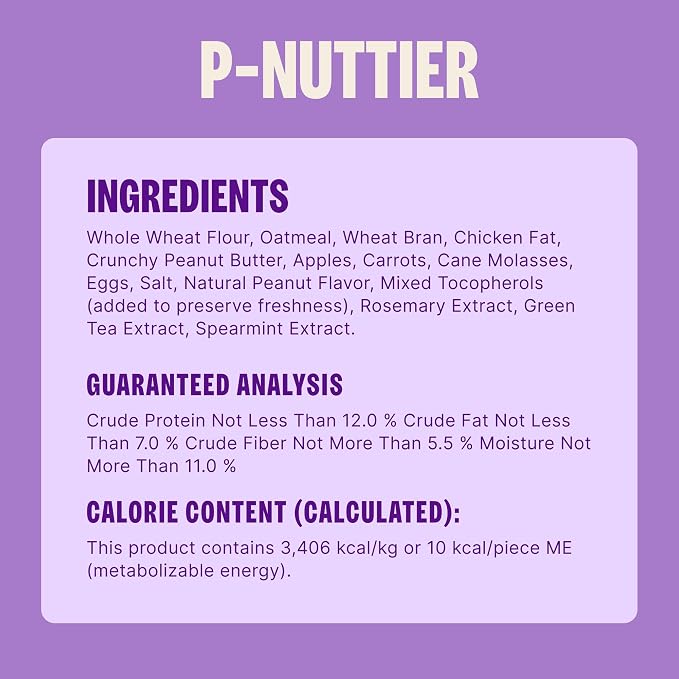 Wellness Old Mother Hubbard Classic P-Nuttier Dog Biscuits, Natural Training Treats, Peanut Butter Flavor, Large Size, 3.3 lb Bag