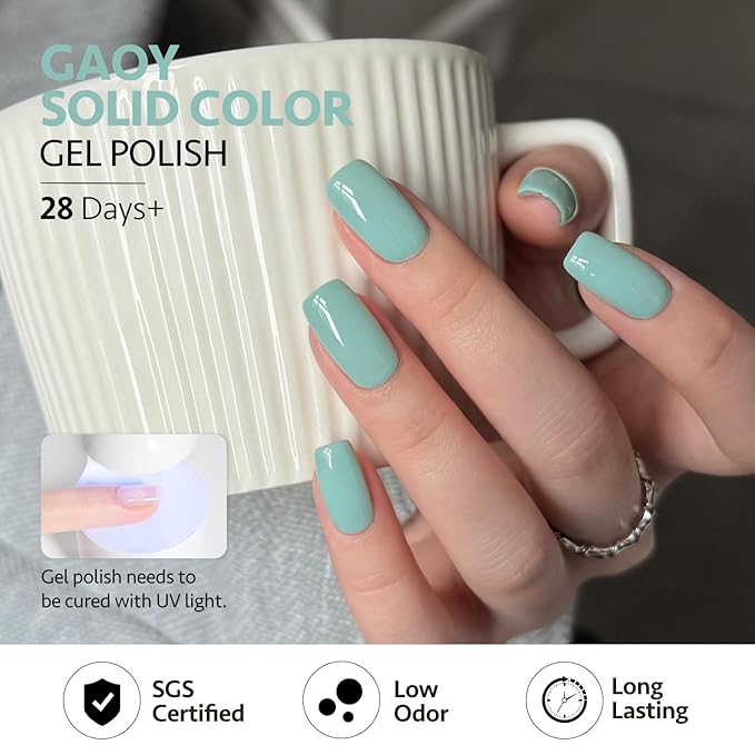 GAOY Blue Gel Nail Polish Set, 6 Colors Light Baby Blue, Soak Off UV Light Cure Gel Polish Kit for Nail Art DIY at Home