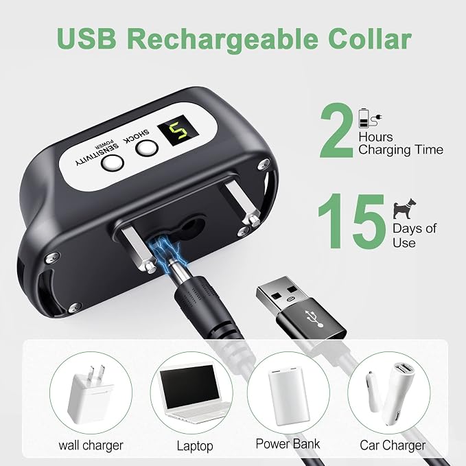 Dog Bark Collar for Large Medium Small Dogs, Rechargeable Smart Bark Collar, Anti Barking, Humane Dog Training Device with 5 Adjustable Sensitivity Beep Vibration