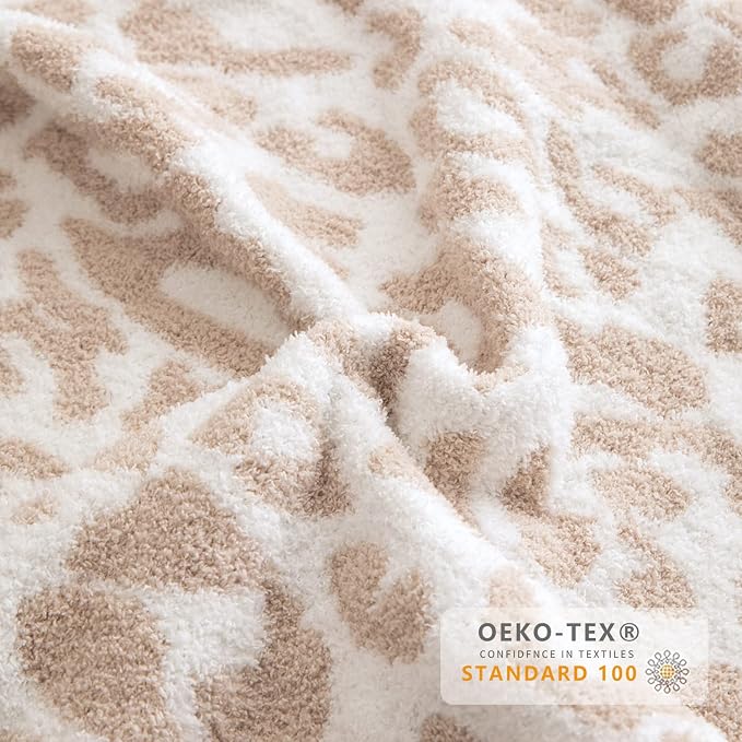 MH MYLUNE HOME Ultra Soft Leopard Throw Blanket Plush, Khaki, 71"x78" | Reversible Cheetah Print Blanket, Comfy Fluffy Fuzzy Plush Blanket Throws for Couch Bed, Cozy Blankets for Women Gift