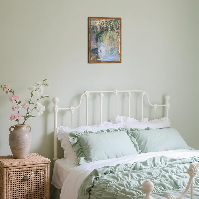 Framed Vintage Monet Canvas Wall Art, Floral Landscape Wall Decor Paintings, Country Nature Pictures Prints Aesthetic Home Decor for Living Room Bedroom Bathroom 16x24 inch