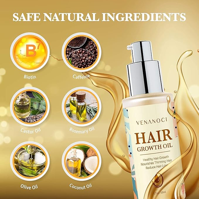 Hair Growth Oil with Rosemary & Biotin: Natural Hair Regrowth Serum for Women & Men – Anti Hair Loss & Thinning Treatment – Promotes Thicker, Fuller, Stronger, Healthier Hair – All Hair Types 2 packs