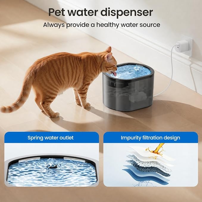 Automatic Cat Feeder and Water Fountain 2-in-1, Smart Timed Cat Food Dispenser with 2.4G WiFi APP Control, Automatic Dog Feeder and Water Dispenser with 10s Voice Recorder for Cats Small Dogs