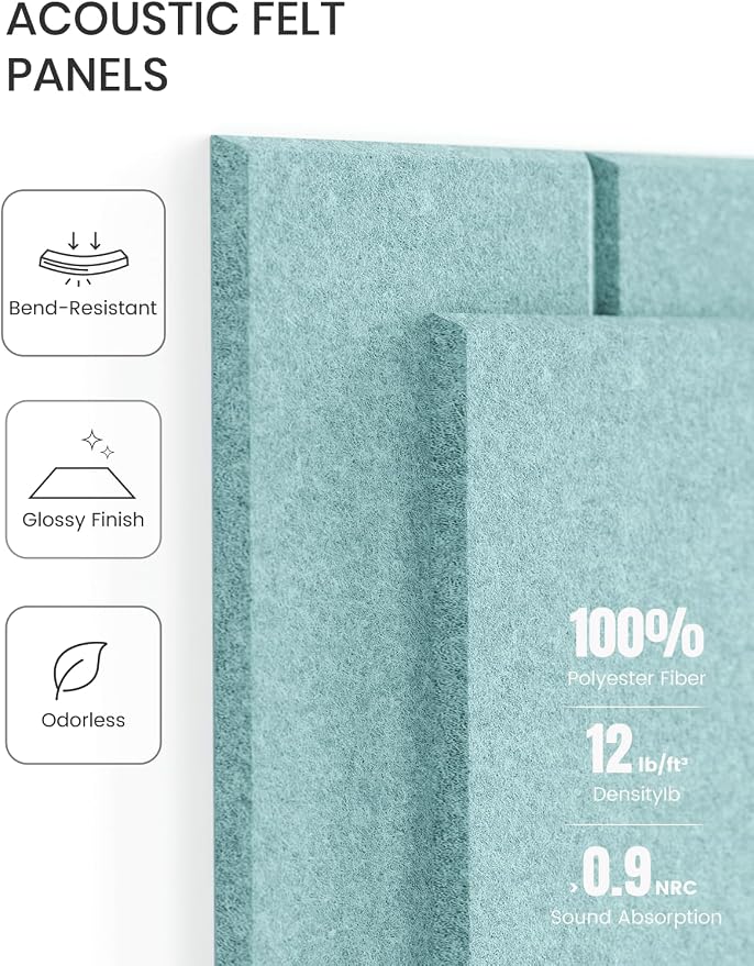 Fluxynara 48" x 36" Large Felt Bulletin Board, Aqua Blue | 12 Pack Cork Board Alternative with 60 Safe Adhesive Tabs, Felt Pin Boards for Wall Decor, Home, Office, Classroom, Dorm