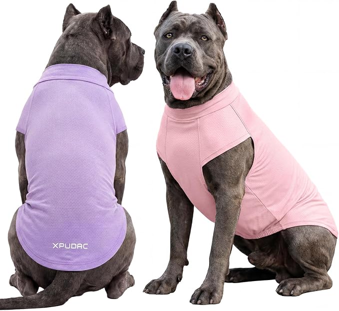 XPUDAC 2 Pack Sun Protection Dog Shirts, Quick Dry Breathable Dog T-Shirt Stretchy Lightweight Sleeveless Pet Summer Clothes for Large Dogs Sensitive Skin Soft Pet Tank Top Vest Girl,3XL