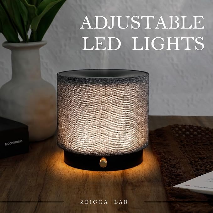 Elegant Fabric Aroma Diffuser - Quiet Essential Oil Diffuser with Soft Night Light, Perfect for Home, Office, and Yoga Space (M35-Black)
