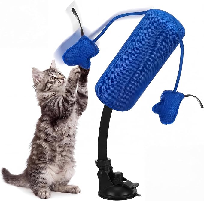 1 Pcs Cat Punch Bag Toy Suction Cup Base Catnip,Blue