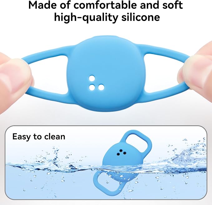 DDJ Cat Collar Case for Life360 Tile Sticker Tracker, 2-Pack Silicone Anti-Lost Protective Cover for Life 360 Tile Sticker Holder for Dog/Pet Collars, Durable, Easy Installation, Lightweight, Blue