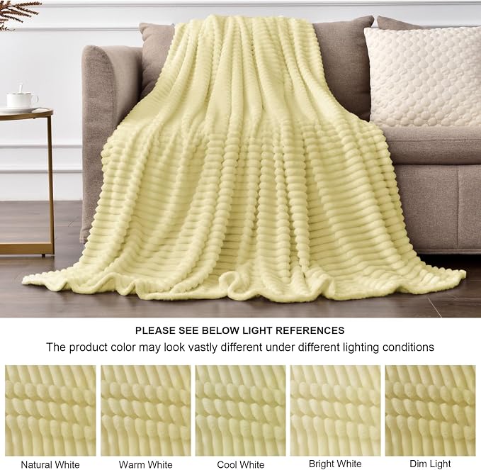 BEDELITE Transparent Yellow Fleece Throw Blanket for Couch, 50x60 Inch | Soft Warm Decorative Fluffy Blanket, Cozy Plush Lightweight Fuzzy Throw Blanket for Bed Sofa Home Room Decor, Gift for Women