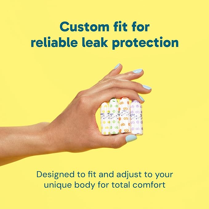 o.b. Tampons No Applicator, Unscented - 40ct (18ct Regular/12ct Super/10ct Super Plus) | Applicator-Free Tampons Multipack, Feminine Care, ob Tampon Multipack, Period Products