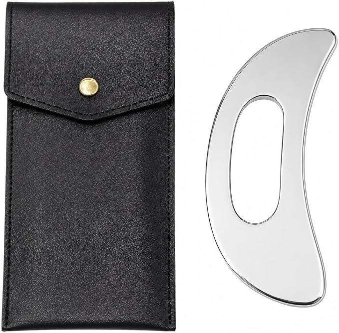 Gua Sha Massage Tool with Handle (Stainless Steel) ，Body Muscle Massage Scraper Tools，Larger Fascia Guasha Scraping Metal Tool for Back Neck Face Leg