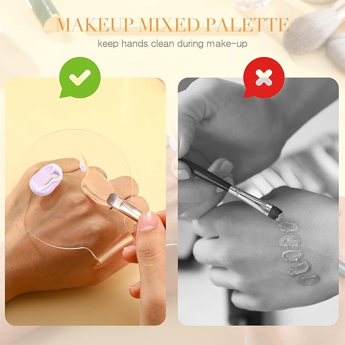 2 Pieces Makeup Mixing Palette Makeup Mixing Tray Acrylic Foundation Palette Clear Eyeshadow Hand Cosmetic Foundation Dish Handheld for Blending
