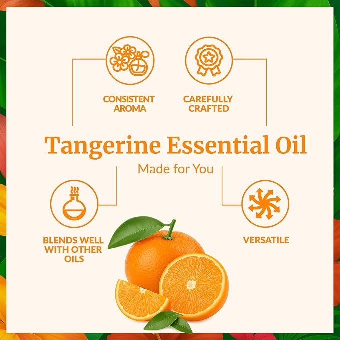 SVA Tangerine Essential Oil 4 Fl Oz – for Diffuser, Skin & Hair Care – Ideal for Massage & DIY Blends – with Dropper