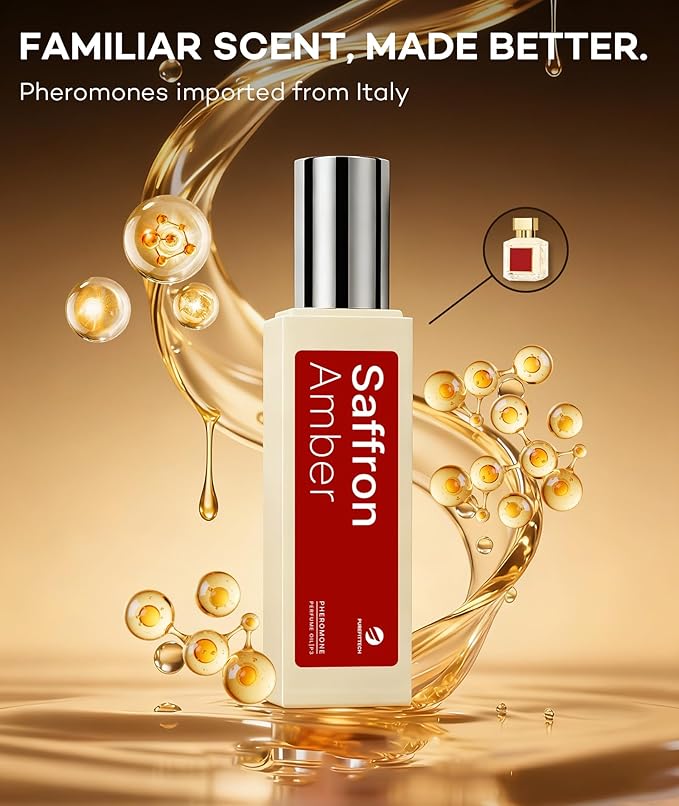 purefittech Pheromones Perfume Oil for Women, Saffron Amber Fragrance Roll-on Long Lasting Pheromone Perfume Oil, 0.68 fl oz (2 * 10ml) Travel Size Pure Essential Oil Parfum Made in USA
