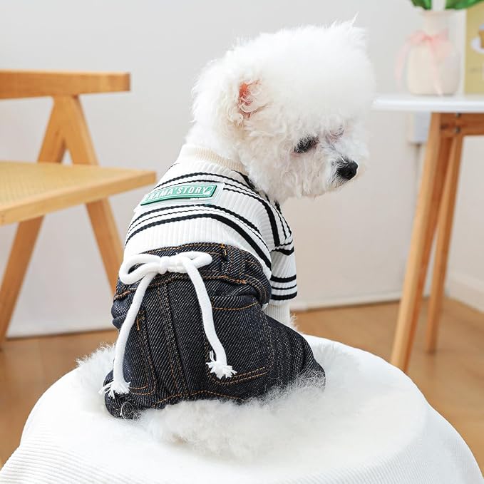 Dog Stylish Overalls Comfortable Puppy One Piece Outfits Summer Bib Overalls for Small Dogs Cute Pet Jumpsuit Onesie Chihuahua Yorkies Birthday Holiday Clothes Costume