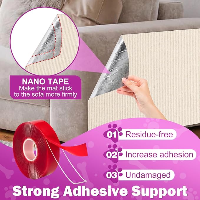 ENONCI 23.6x15.8 Cat Scratcher Mat, Self-Adhesive Cat Scratch Furniture Protector