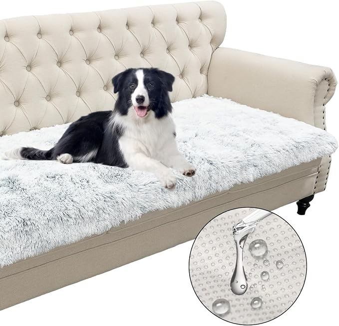 Dogs/Cats Bed Mats, Dog Pad Washable Removable Couch Cover with Anti-Slip Back, Plush Long Fur Mat, Perfect for Small, Medium and Large Dogs.(Magic Gray, 30"x90")