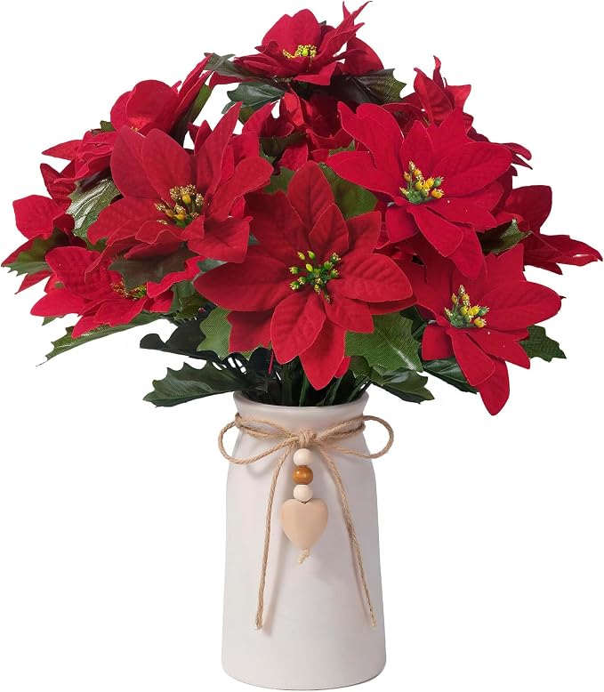 Rustic 6-Inch Ceramic Vase with Jute Rope & Heart Charm for Home Décor, White Flower Vase for Table Centerpieces and Gifts, Ideal for Living Room, Bedroom, and Office