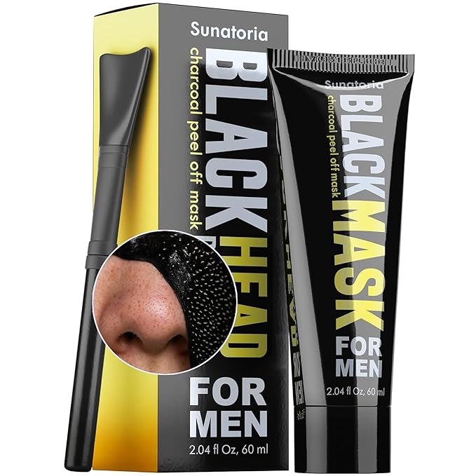 SUNATORIA Black Peel Off Face Mask – Charcoal Peel Off Face Mask for Oily & Combination Skin – Helps Remove Excess Oil & Lift Away Surface Impurities – Refreshing Botanical Formula, 2.04 fl oz (Men)